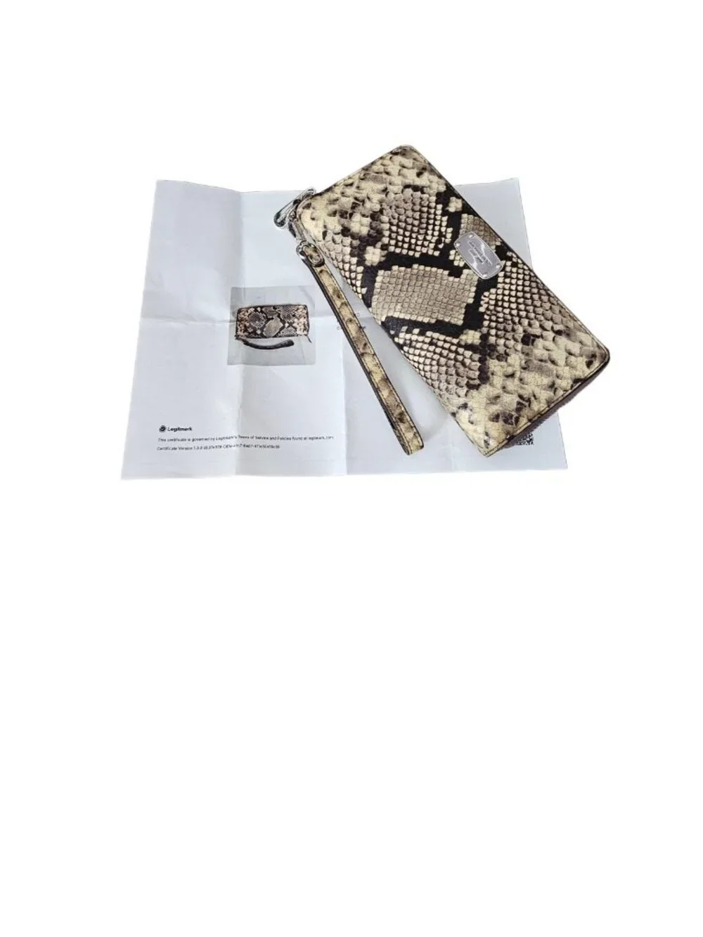 Michael Kors Jet Set Leather Snakeskin Embossed Continental Wallet Wristlet COA